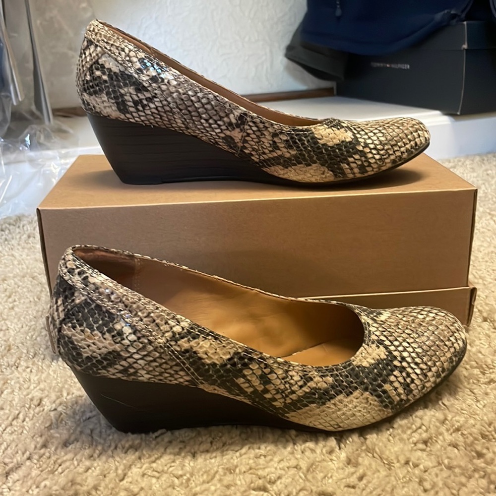 Clarks snakeskin wedge